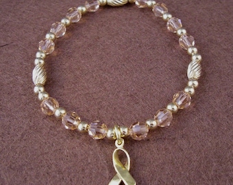 Uterine Cancer Awareness Bracelet - Swarovski Austrian Crystals and 14kt Gold Filled Beads