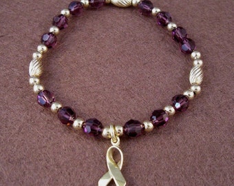 Pancreatic Cancer Awareness Bracelet - Swarovski Austrian Crystals and 14kt Gold Filled Beads