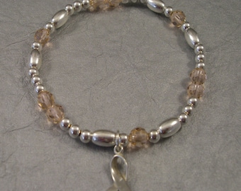 Uterine Cancer Awareness Bracelet - Swarovski Austrian Crystals and Sterling Silver Beads