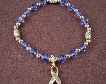 Prostate Cancer Awareness Bracelet - Swarovski Austrian Crystals and 14kt Gold Filled Beads