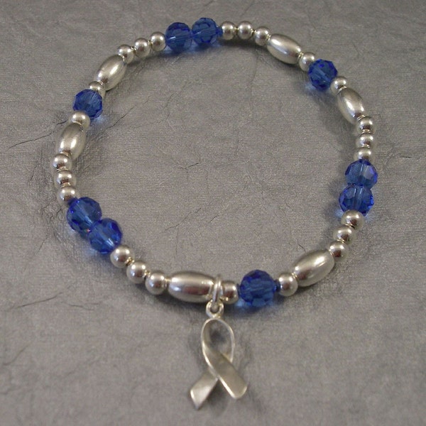 CENWA Blue Ribbon Cancer Awareness Bracelet - Colon Cancer Support Jewelry