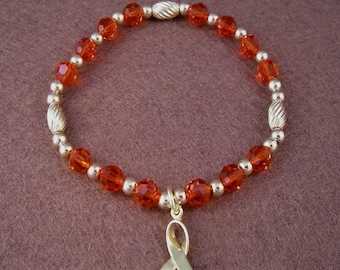 Leukemia Awareness Bracelet - Swarovski Austrian Crystals and 14kt  Gold Filled Beads