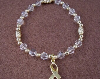 Lung Cancer  Awareness Bracelet - Swarovski Austrian Crystals and 14kt Gold Filled Beads