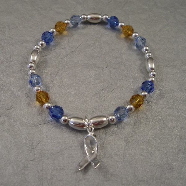 Cystic Fibrosis Awareness Bracelet - Swarovski Austrian Crystals and Sterling Silver Beads