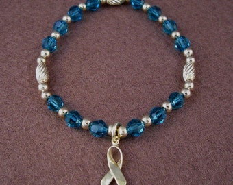 Cervical and Ovarian Cancer Awareness Bracelet - Swarovski Austrian Crystals and 14kt Gold Filled Beads