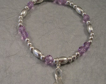 All Other Cancers Awareness Bracelet - Swarovski Austrian Crystals and Sterling Silver Beads