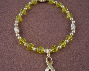 Bladder Cancer Awareness Bracelet - Swarovski Austrian Crystals and 14kt Gold Filled Beads