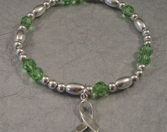Diabetes Awareness Bracelet - Swarovski Austrian Crystals and Sterling Silver Beads