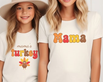 Mommy and Me Matching Thanksgiving Fall Shirts, Mama's Turkey Toddler Shirt, Matching Outfits for Turkey Day, Unisex Toddler Fall Shirts,