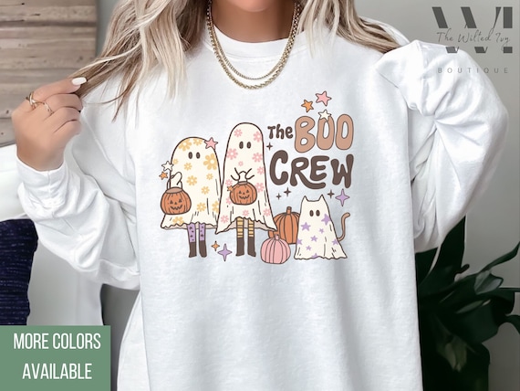 Cute Halloween Ghost Sweatshirt, Comfort Colors Sweatshirt, Halloween Gift for Women, The Boo Crew Shirt, Trick or Treat Ghost Sweatshirt