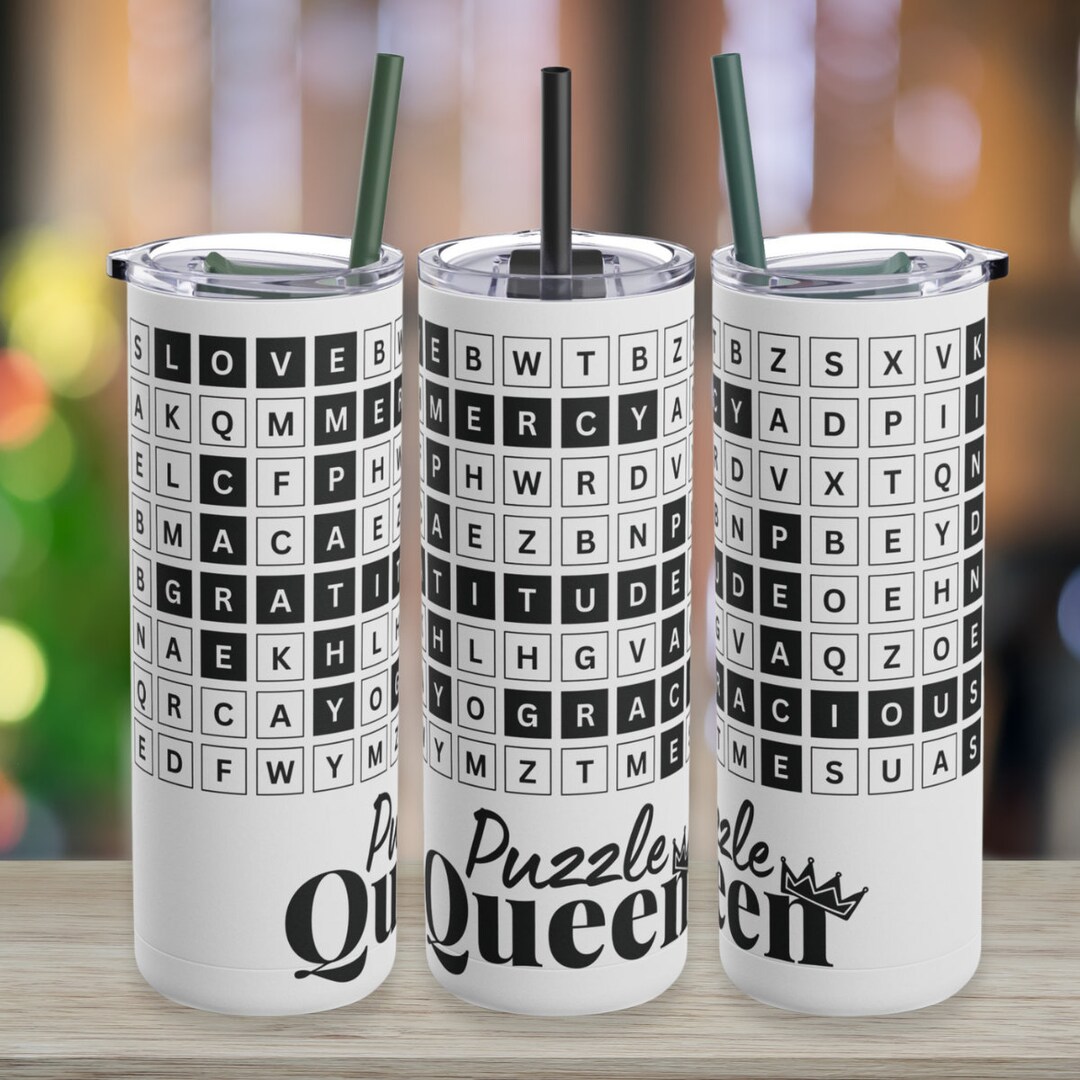 Crossword Puzzle Tumbler Puzzle Queen Travel Mug Crossword Lover Gift