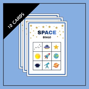 Ruimtebingospel voor peuters – 3 x 3 – 10 ruimtebingokaarten – ruimtebingo – zonnestelselbingo – ruimtefeestspel voor kinderen – ruimteactiviteit