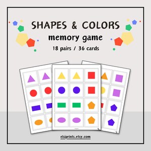 18 Paare / 36 Karten Memory-Spiel – Formen und Farben