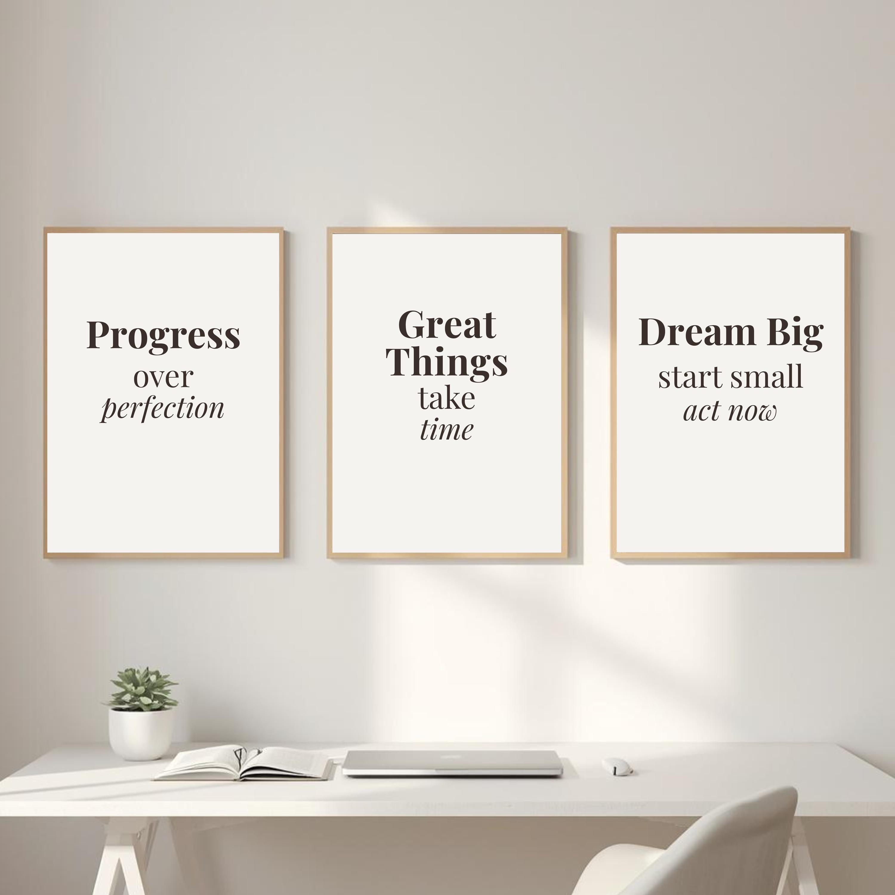 Motivational Wall Art Set of 3 Printable, Inspirational Quote Prints ...