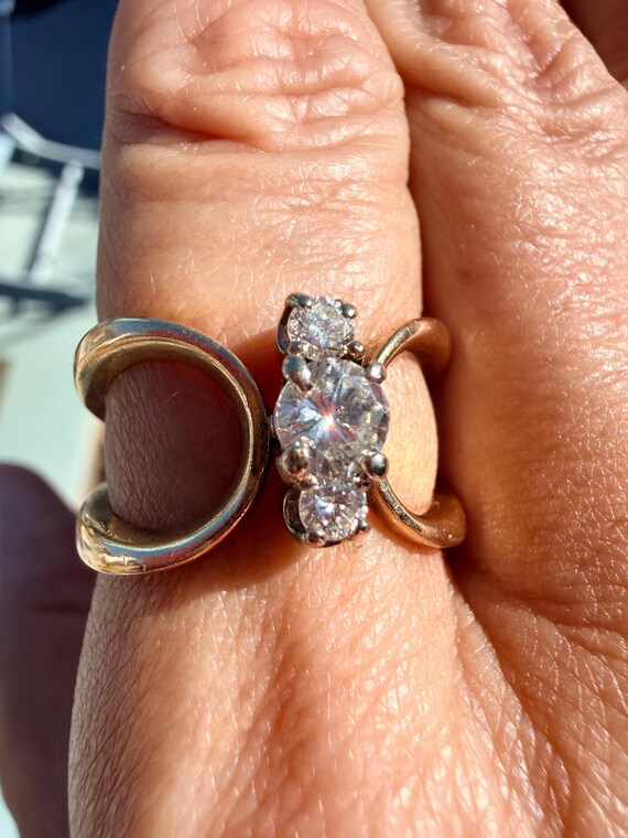 Triple diamond circle ring - unique - image 3