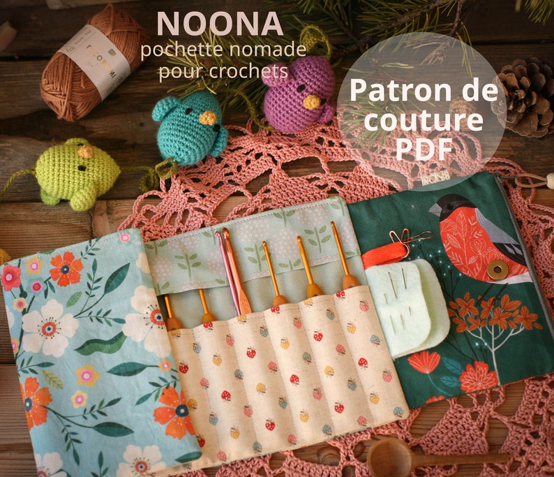 Patron PDF de couture Pochette pour Crochets NOONA / patron pdf / téléchargement instantané / patron de couture /pas à pas / CROCHET image 1