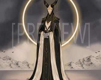 Regal Robed Mysteriöses Geschöpf, Gothic Kunstdruck, Fantasy Geschöpf Digitales Kunstwerk Poster