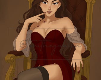 Dark Fantasy Art Print, Evil Princess, Gothic Queen (Digital Download)