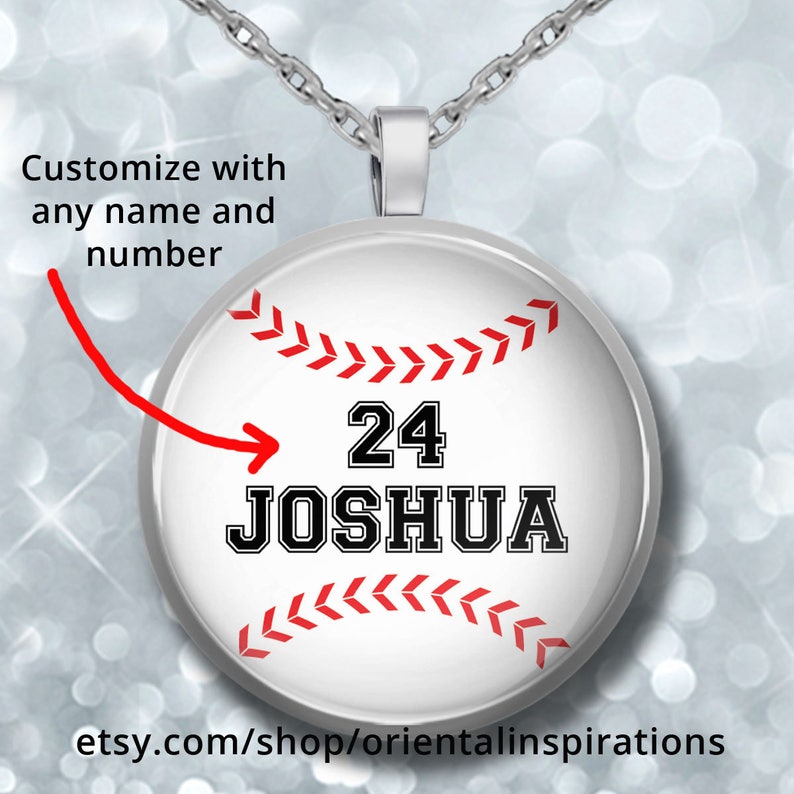 Baseball Necklace For Son Boys Custom Silver Plated Pendant Etsy