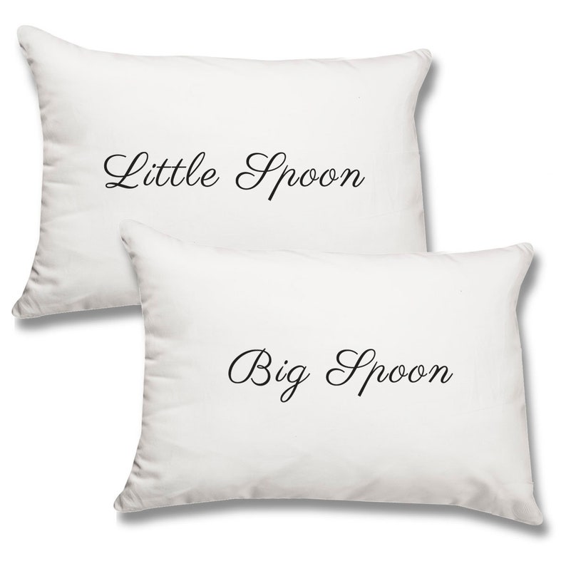 Personalised Big spoon little spoon print pillowcase set couple Christmas gift
