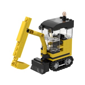 Mini excavator made of interlocking bricks - Digital Moc instructions
