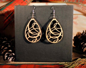 Stacey Laser Cut Wood Earrings