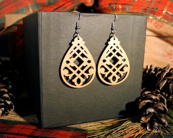 Lisa Laser Cut Wood Earrings