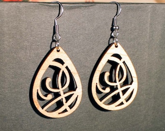 Penny Laser Cut Wood Earrings