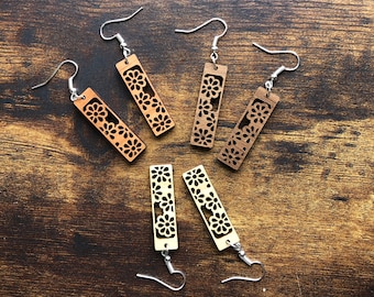 Lauren Laser Cut Wood Earrings