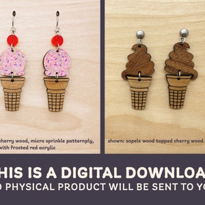 Ice Cream Cone Earrings - SVG / PDF Laser Cut File - instant download