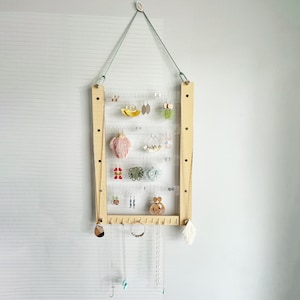 Earring Holder, Jewelry Organizer, Wall-Hanging, 12x18, Wood and Acrylic Display, Simple Assembly Required, Ships Flat, Hardware Included