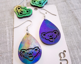 Sue Laser Cut Tie-Dye Earrings Festival Jewelry