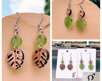 Meara — Monstera Dangle Earrings