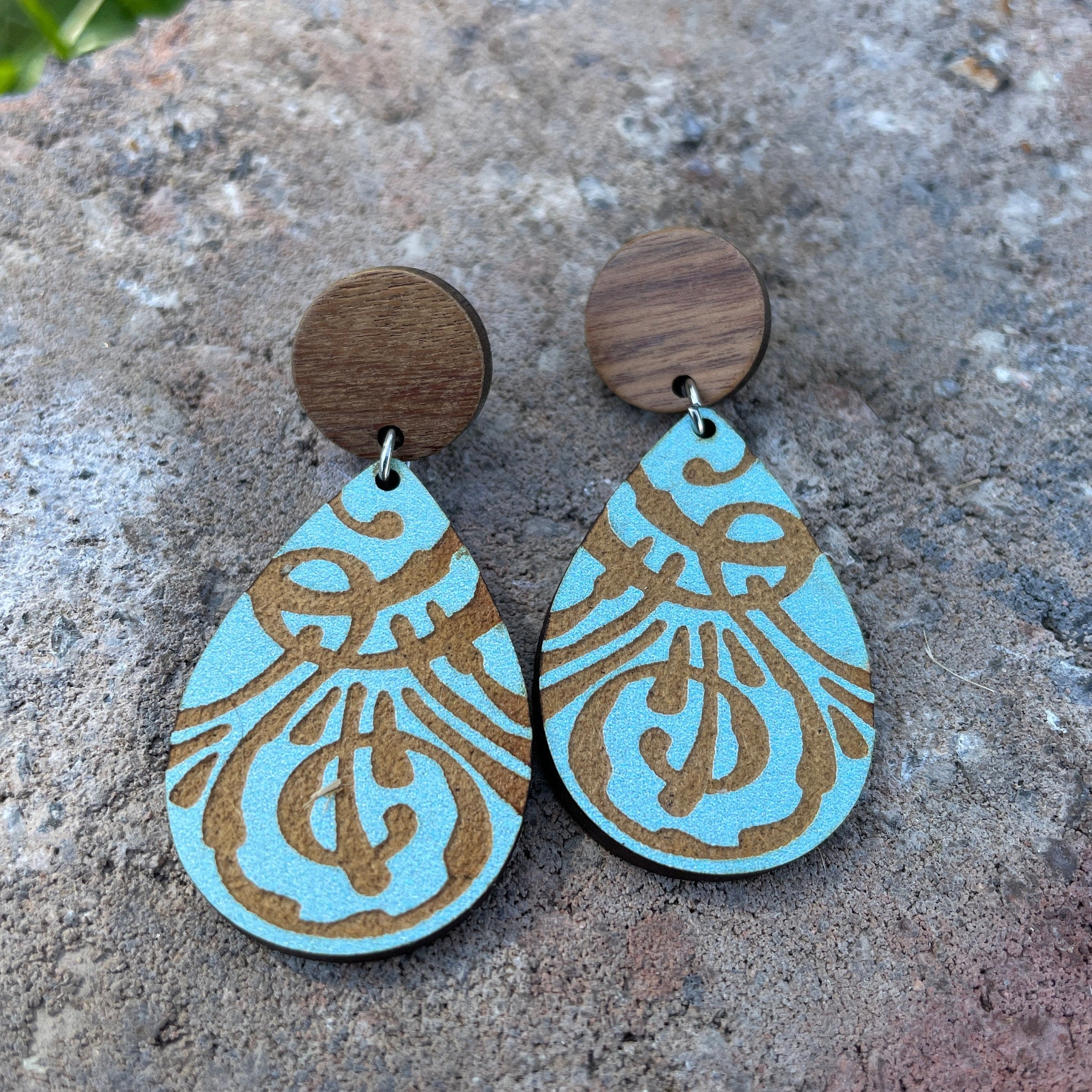 Patsy Wooden Dangle Earrings, Lightweight Natural Wood