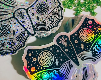 3-inch Moth/Butterfly Holographic or Glitter Sticker