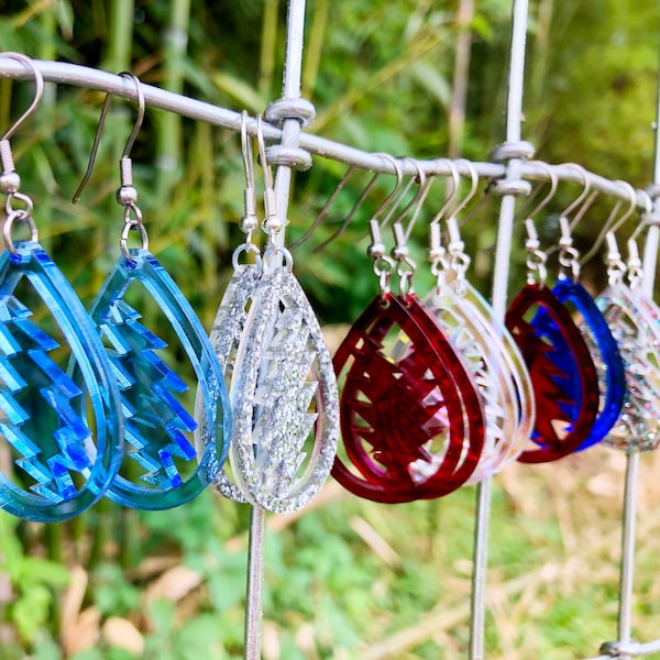 Bonnie Acrylic Earrings---teardrop bolt