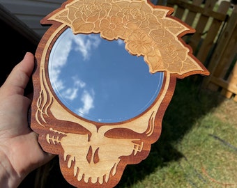 Bertha Steal Your Face Wood Mirror Grateful Hippie Sisterhood Home or Camper Decor
