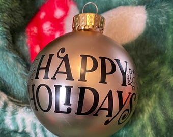 Happy Holiday 65mm Glass Ball Ornament