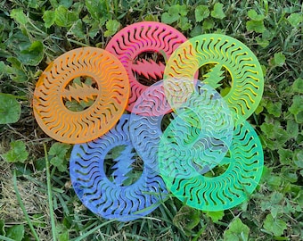 Colorful Set of 6 Fluorescent Acrylic Drink Coasters with Storage Caddy