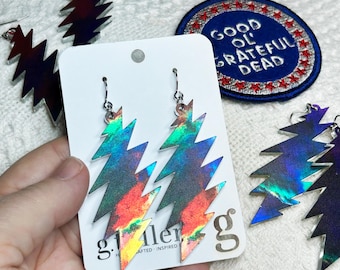 Color Storm Acrylic Lightning Bolt Earrings – Hypoallergenic, Mirror Finish, Unique Handmade Jewelry - Batch1206