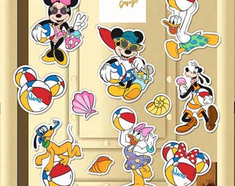 Personalized Mickey and Friends Summer Trip Disney Cruise Magnet, Mickey Beach Ball Disney Summer Magnet, Family Cruise Ship Stateroom Door