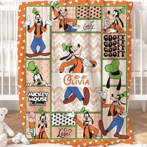 Personalized All Characters Disney Blanket, Mickey & Friends Birthday Boy Gift, Birthday Girl Home Decoration, Family Birthday Gift for Kids