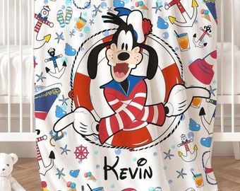 Personalized All Characters Disney Cruise Blanket, Mickey & Friends Birthday Cruise Gift Home Decor, Disney Family Cruise Vacation 2025 Gift