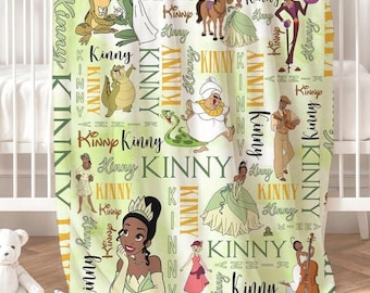 Personalized Watercolor Disney The Princess and the Frog Blanket, Disney Princess Tiana Blanket, Baby Girl Tiana Birthday Girl Home Decor