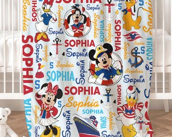 Personalized Mickey and Friends Disney Cruise Blanket, Disney Wish Dream Birthday Cruise Gift Home Decor, Disney Family Cruise Vacation 2025