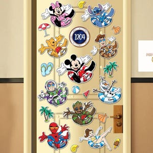 Personalized All Characters Swimming Float Summer Trip Disney Cruise Magnet, Mickey Minnie Princess Summer Family Cruise Ship Stateroom Door