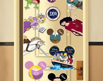 Personalized Tangled Movie Disney Cruise Magnet, Disney Princess Rapunzel Birthday Girl Flynn Rider Gothel Family Cruise Ship Stateroom Door