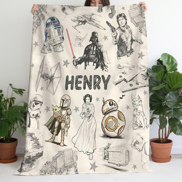 Personalized Disney Star Wars Blanket, Galaxy's Edge Star Wars Birthday Boy, Birthday Girl Gift, May The Force be With You Family Home Decor