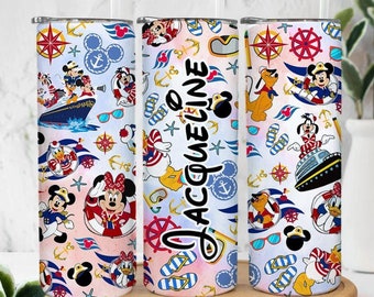 Personalized Watercolor Mickey and Friends Disney Cruise Tumbler, Disney Pirates Coffee Cup, Disney Family Cruise Vacation 2025 Gifts Mug