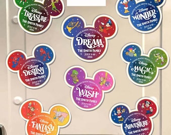 Personalized Disney Cruise Magnet, Mickey Minnie Disney Princess Pixar Day at Sea, Marvel Day at Sea Trip, Family Cruise Ship Stateroom Door